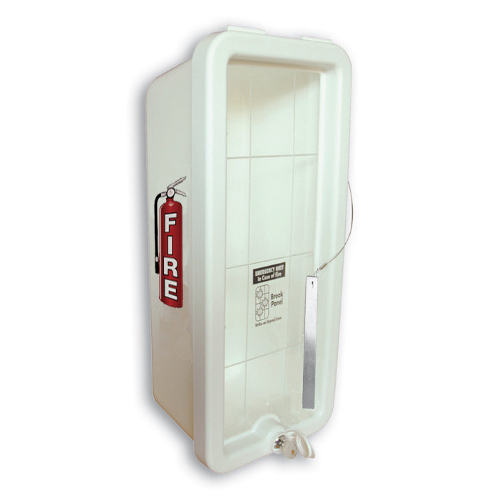 Cato Chief Plastic Fire Extinguisher Cabinet, 20 lb, White, SS bar
