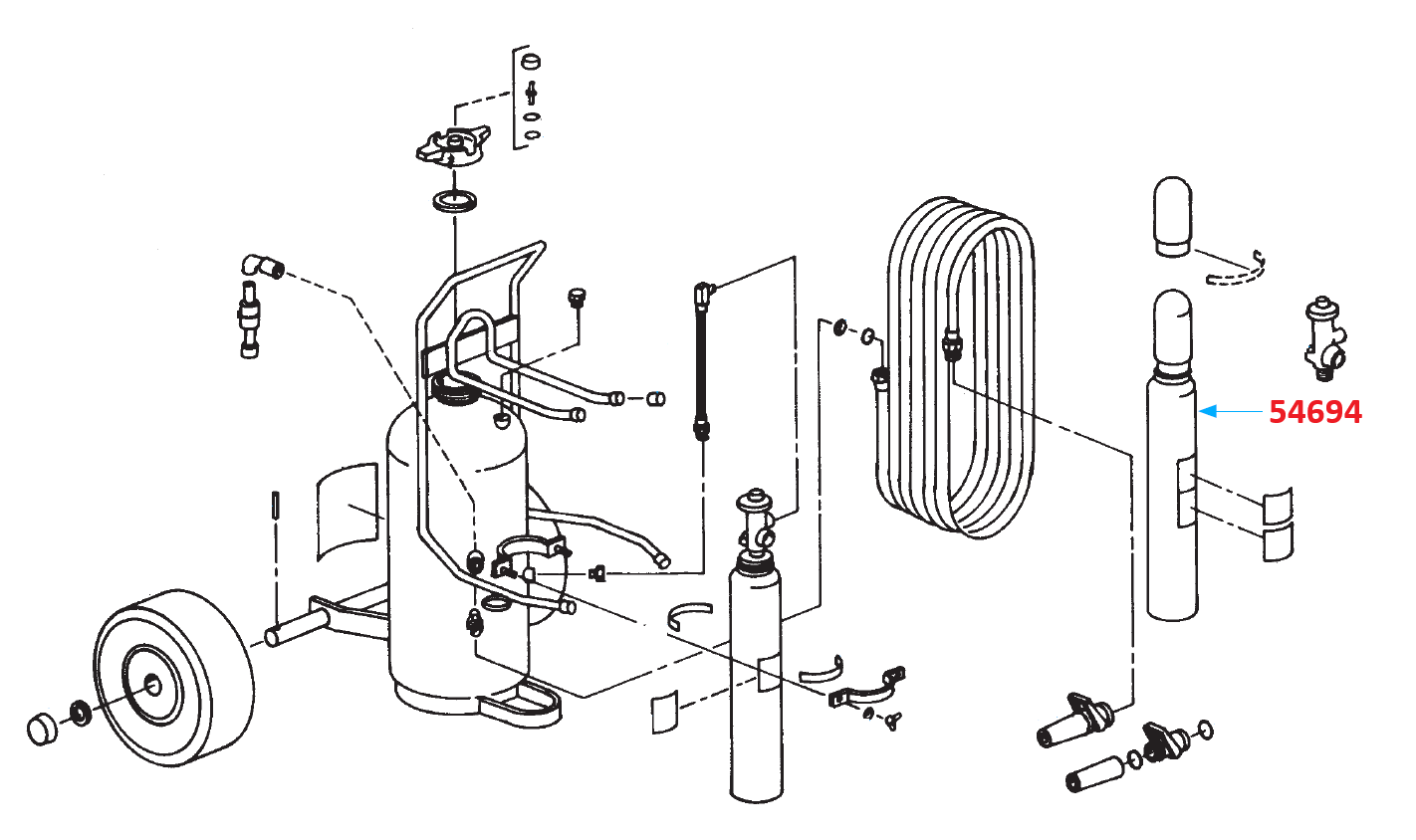 Ansul Nitrogen Cylinder with Std Valve, 23-B (for Model 150-D)