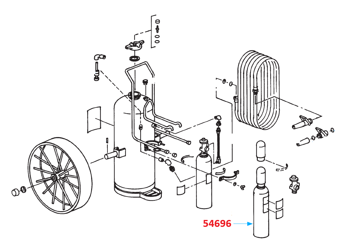 Ansul Nitrogen Cylinder with Std Valve, 55-B (for Model 350-D)