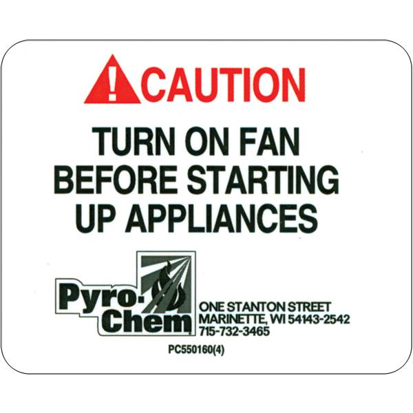 Exhaust Fan Caution Label (10/PK)