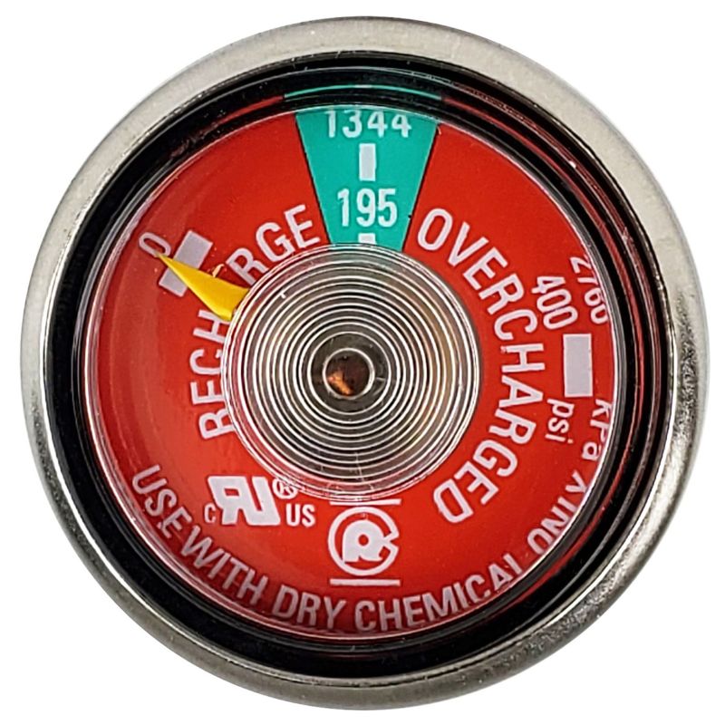 Buckeye Gauge, 195 psi, Dry Chemical