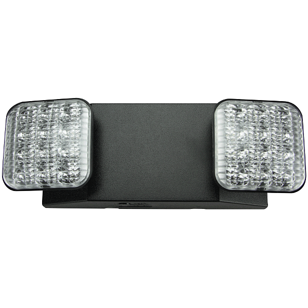 Emergency Light, LED, Black Thermoplastic Housing, Adjustable LED Lamps, 120/277 V, with Battery Backup