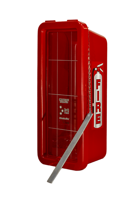 Cato Chief Plastic Fire Extinguisher Cabinet, 10 lb, Red, SS bar