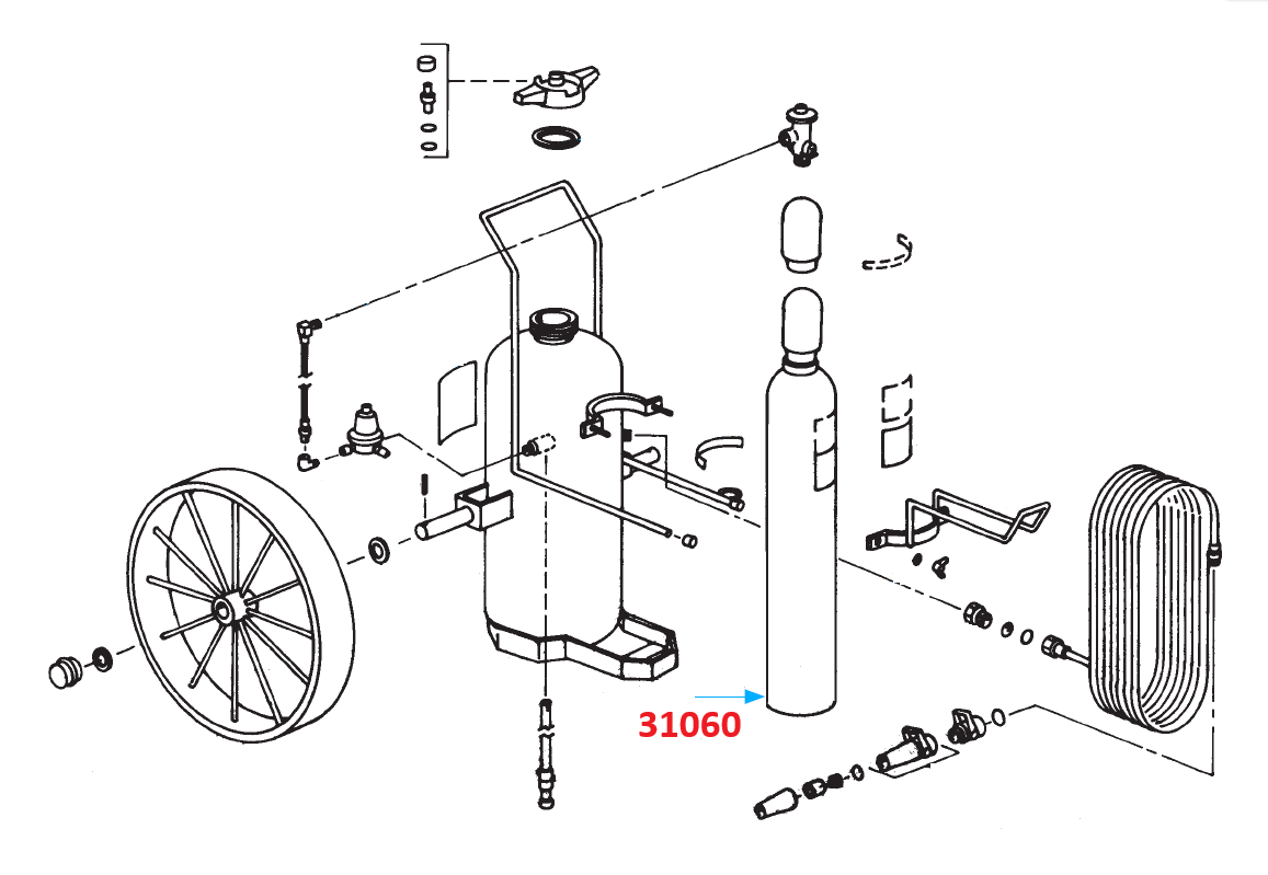 Ansul Nitrogen Cylinder with Valve, 110-B (for Model 150-C)