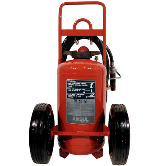 Ansul C-Model 150 lb ABC Wheeled Extinguisher, Model RL-A-150-C, 125 lb ABC agent capacity, 30-A:160-B:C rating