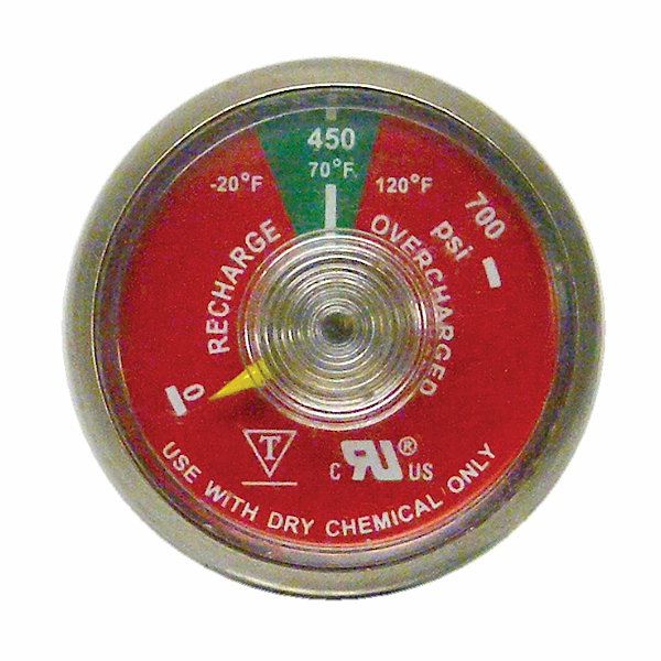 Pyro-Chem Pressure Gauge, Dry Chemical, 450 psi