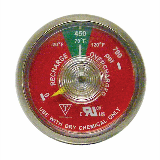 Pyro-Chem Pressure Gauge, Dry Chemical, 450 psi