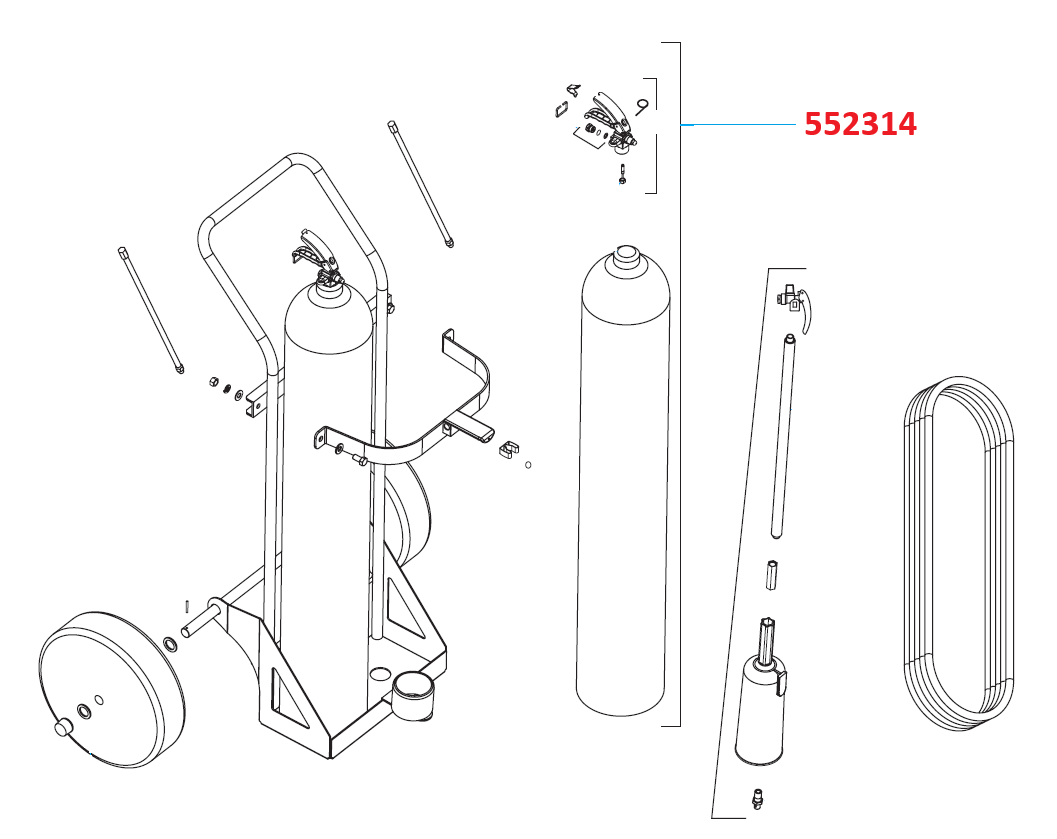 Ansul 50 lb CO2 Cylinder Shipping Assembly for CO2 Wheeled Unit