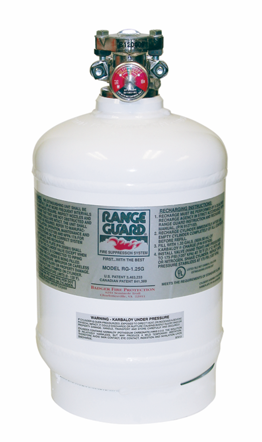 Range Guard 1.25 Gallon Cylinder/Valve Assembly