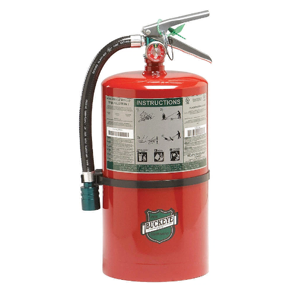 Buckeye 15 lb Halotron I Fire Extinguisher with Wall Hook, aluminum valve, hose