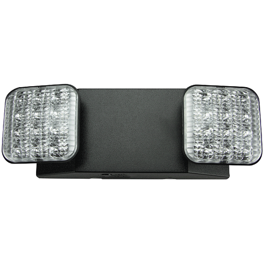 Emergency Light, LED, Black Thermoplastic Housing, Adjustable LED Lamps, 120/277 V, with Battery Backup
