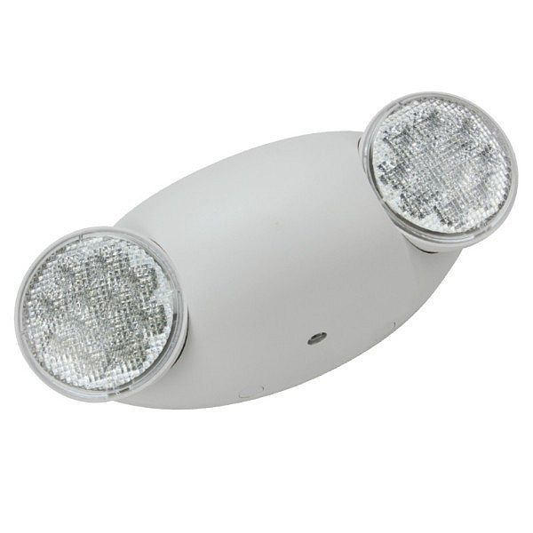 Emergency Light, LED, Low Profile, White Thermoplastic Housing, Adjustable LED Lamps, 120/277 V, with Battery Backup
