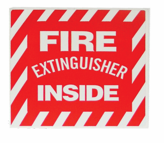 Fire Extinguisher Inside Sign, 4" x 4", Vinyl Sticker