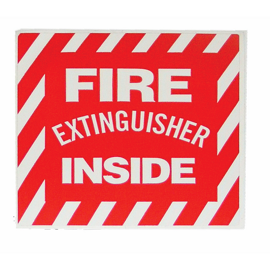 Fire Extinguisher Inside Sign, 4" x 4", Vinyl Sticker