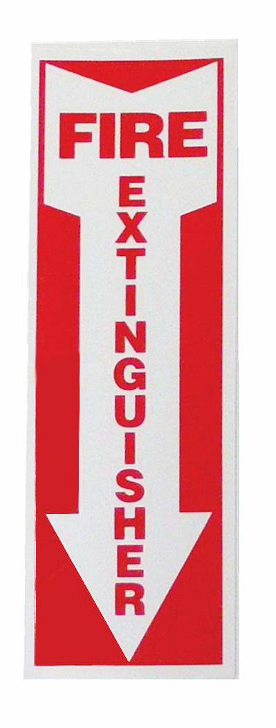 Fire Extinguisher Arrow Sign, 4" x 12", Vinyl Sticker