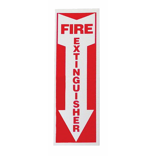 Fire Extinguisher Arrow Sign, 4" x 12", Vinyl Sticker