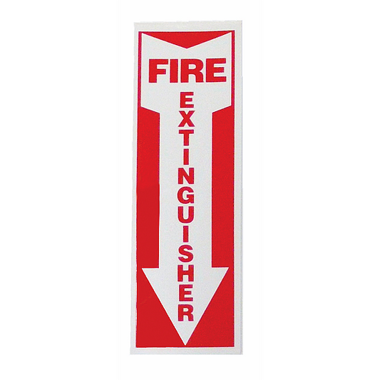 Fire Extinguisher Arrow Sign, 4" x 12", Vinyl Sticker