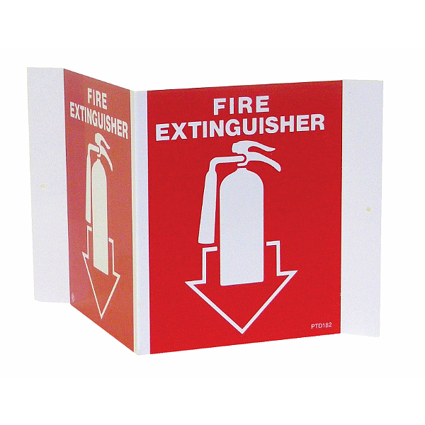 Fire Extinguisher Arrow Sign, 5" x 6", 3D Rigid Plastic