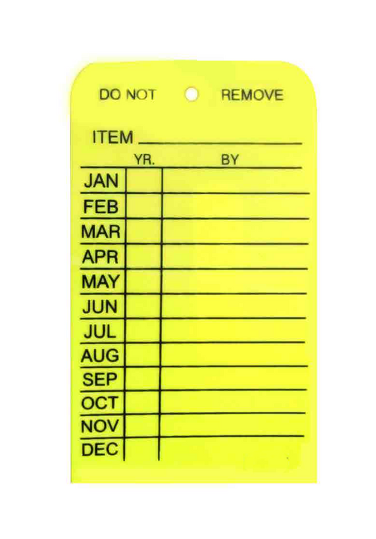 Plastic Monthly Inspection Tag, Yellow