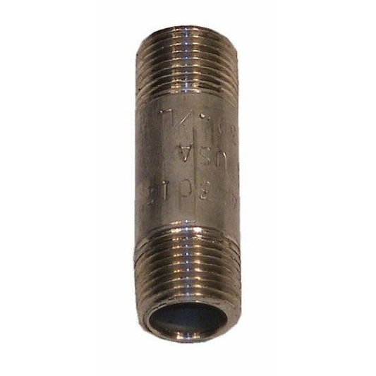 3/8" x 2" Pipe Nipple, Stainless Steel